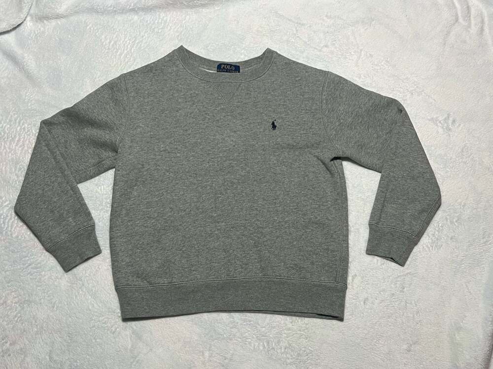 Polo Ralph Lauren Boys Heather Grey Fleece Crewneck Sweatshirt Size M (10-12)